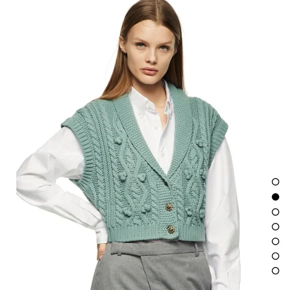Zara cable knit vest with jewel buttons - Picture 5 of 10